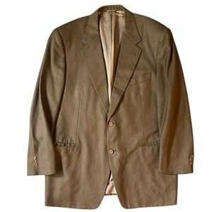 VINTAGE 90s CANALI LORO PIANA Men Blazer 110’s 56R Wool Brown Italy PINSTRIPES